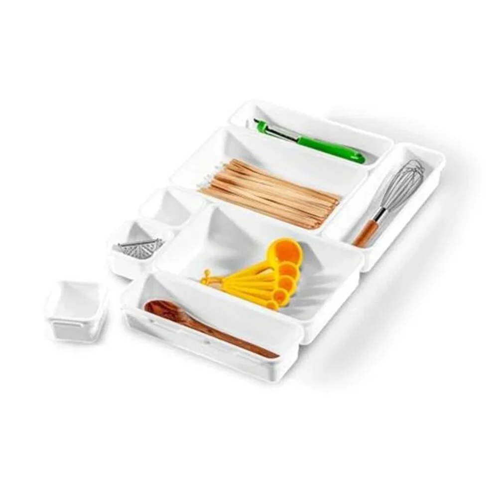 8 Piece Drawer Organizer Interlocking Storage Bins Modular Desktop Kitchen Offic